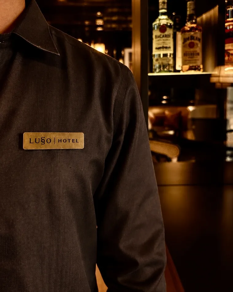 Concierge at the lounge bar of Lusso Hotel, Prishtina