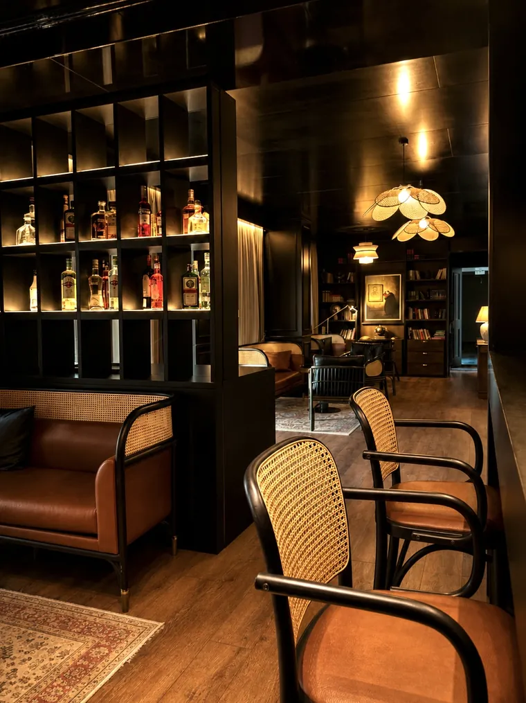 The guests-only lounge bar at Lusso boutique hotel in Prishtina